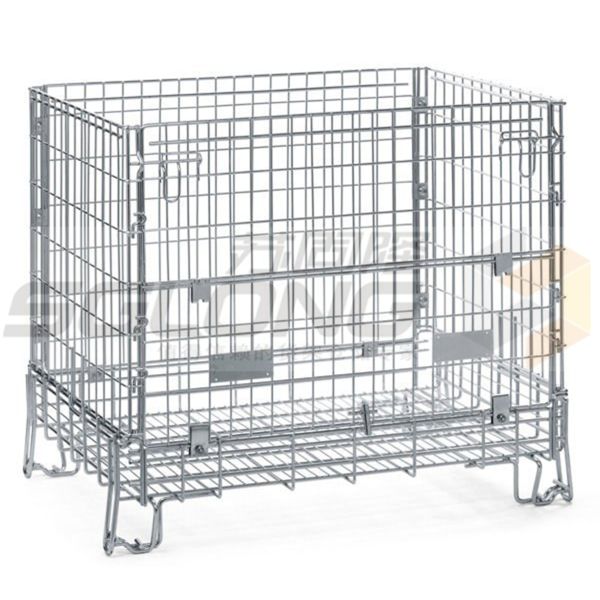 O armazenamento inteiramente dobrável do recipiente do fio prende cestas industriais do metal