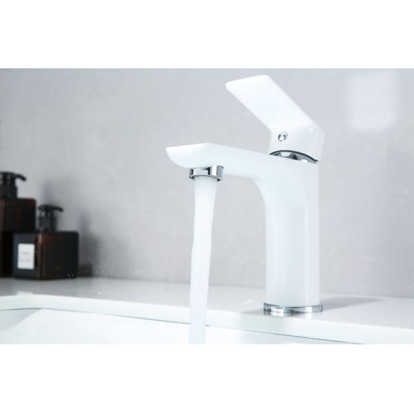 Waterfall Bathroom Basin Faucet White Single Handle Hot and Cold Basin Mixer