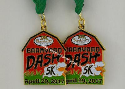 Personalized Metal Enamel Medallions , Running Awards Ribbon Medals For Kids