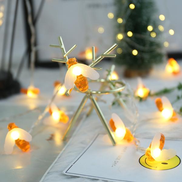 Solar String Lights LED 8 Modes Honey Bee Fairy Lights Outdoor Waterproof Simulation Honey Bees Decor for Garden Christmas Decor