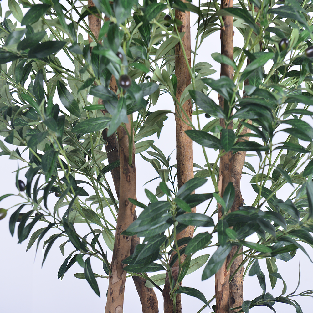 High-End 6FT Faux Olive Tree Indoor Multi Trunk Black Artificial Tree Olive With Natural Wood Trunk For Home Office Mall Decor