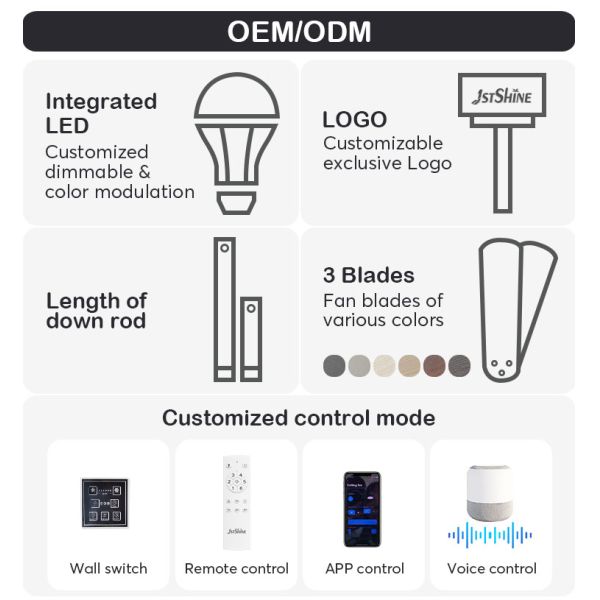 Ventilador de teto LED de comprimento de suspensão interior de 42 