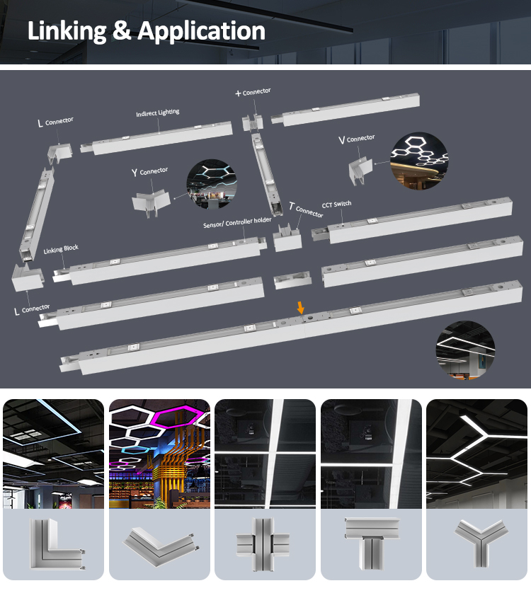 UGR<19 LED Linear Light with 50000 Hours Lifespan and Wireless Control for Commercial Spaces