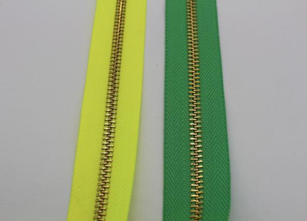 Colorful Women Brass Metal Dress Zips Length Customized For Garments / Wallet
