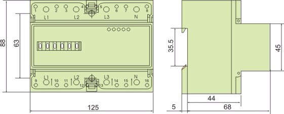 Din Rail 7p Three Phase Counter Display Electric Kwh Watt Meter