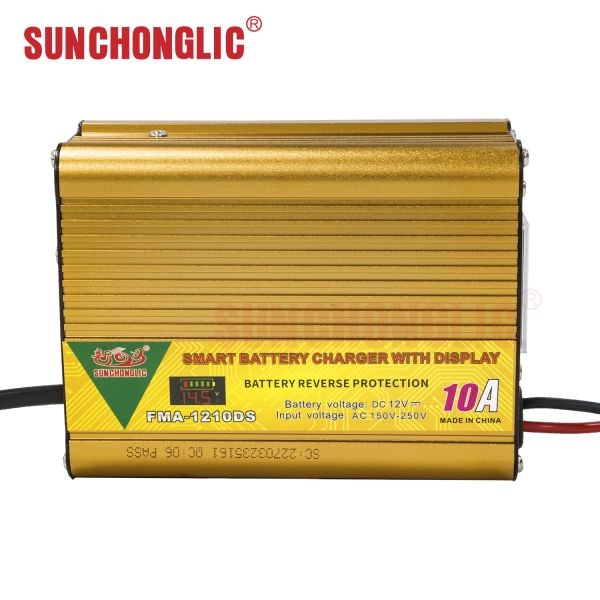 FMADS Three-Step Intelligent AGM/GEL Lead-Acid Battery Charger Featuring LED Display and Low Voltage Protection