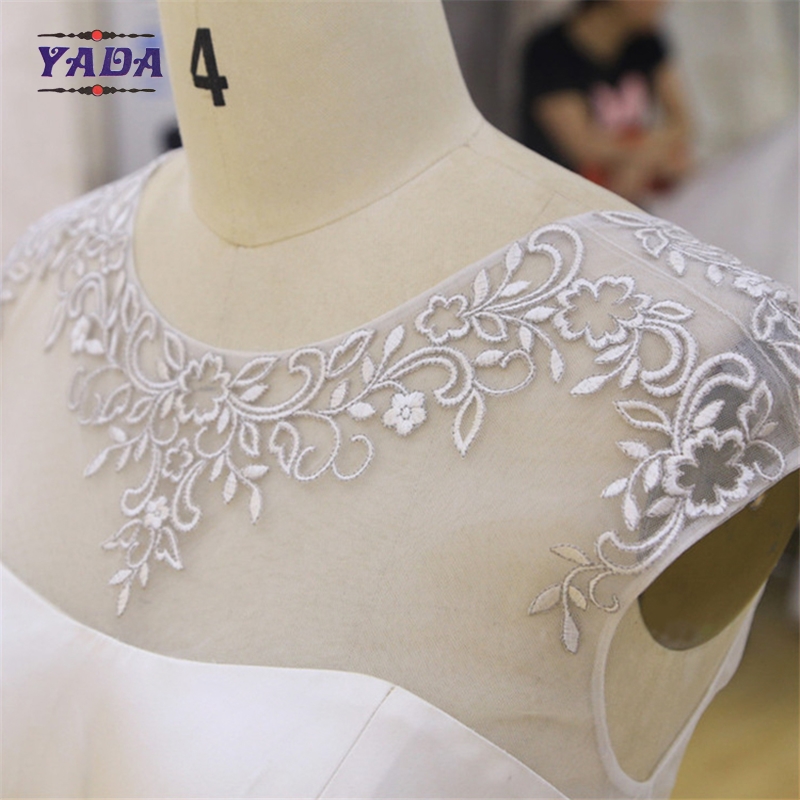 Элегантная вышивка из экрана, сатинная, длина пола, штрих-паттерн, свадебное платье, свадебное платье.