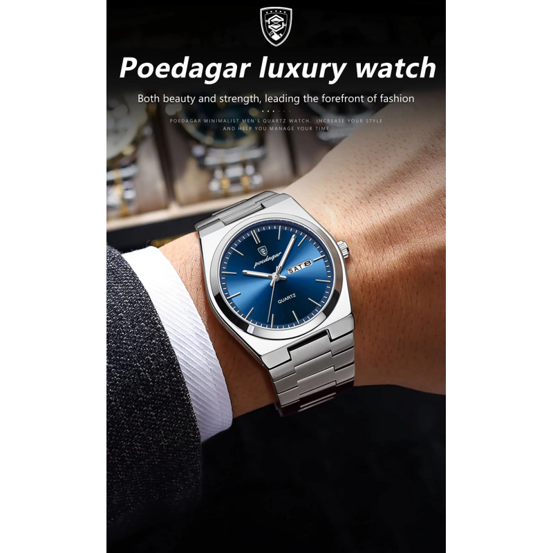 Waterproof Men's Business Quartz Watch with Luminous Hands | Stainless Steel Bracelet - SHX China Manufacturer