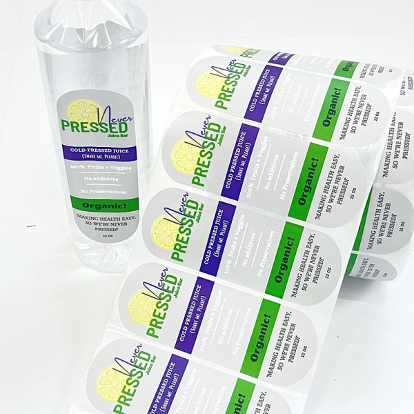 Manufacturer Wholesale Waterproof Die Cut Press Cold Juice Sticker Logo Clear Printing Water Bottle Packaging Label