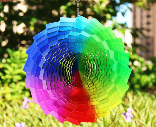 Multi girador de aço impresso UV colorido do vento do jardim 30*30cm