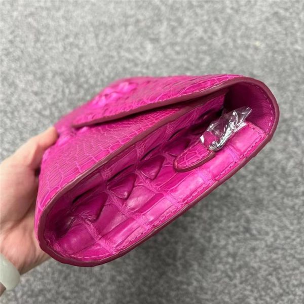 Authentic Crocodile Skin Women Envelop Clutch Genuine Alligator Leather Lady Chain Purse Bag Female Cross Shoulder Bag