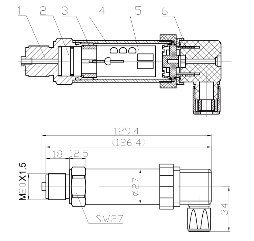 FD80A Intelligent Compact Gauge Pressure Transducer  4-20 MA Hirshmann
