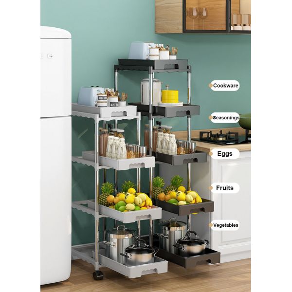 5 Tiers Freestanding Kitchen Rack , Kitchen Storage Cart For Vegetable ODM