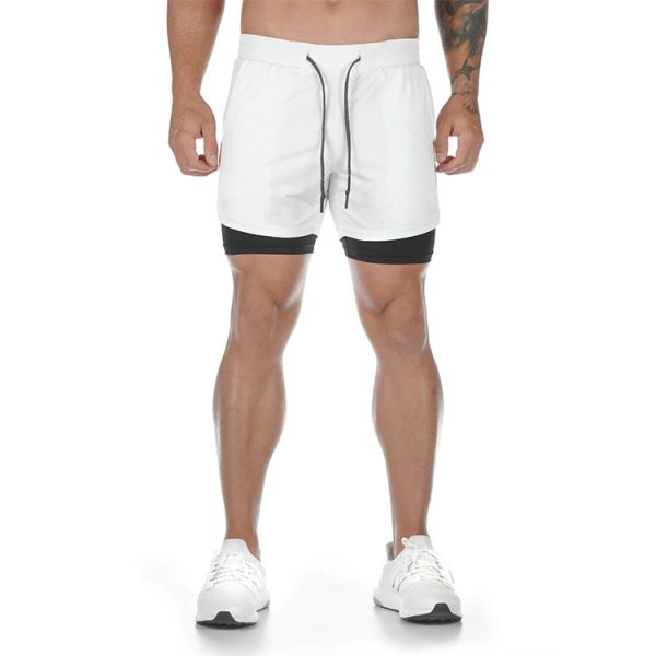 Custom Logo Double Layers Fitness Sportswear Mens Workout Compression Running Gym Shorts