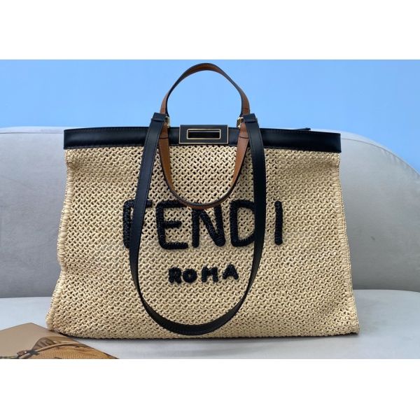 Peekaboox Apricot 41cm Hand Woven Tote Bag Lazy French Style