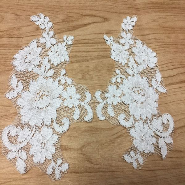 Jacquard Cord Eyelash  Lace Applique  for Wedding Bridal Dress