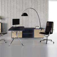 Épaisseur en bois 25mm d'OEM de bureau de direction de luxe noir