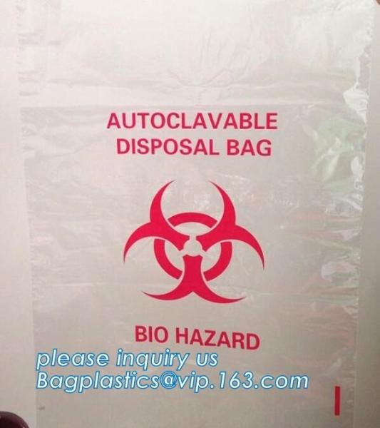 Safe Disposal, biohazard labeling, Autoclavable Bag, Polypropylene, Disposable, clear transparent Disposal sack