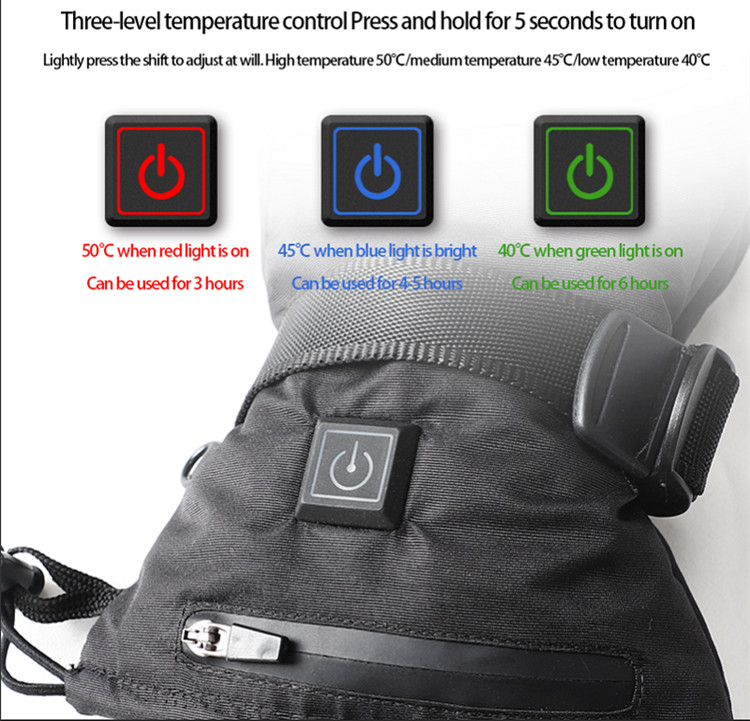 Горные лыжные перчатки с электроподогревом водонепроницаемые 29x13см 0.8кг