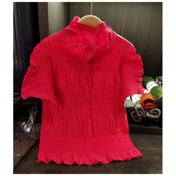 Women's Elegant Loose-Fitting Slimming Top Stand-Up Collar  Craftsmanship Breathable Sweat-Absorbent Heavy Blouses Shirts
