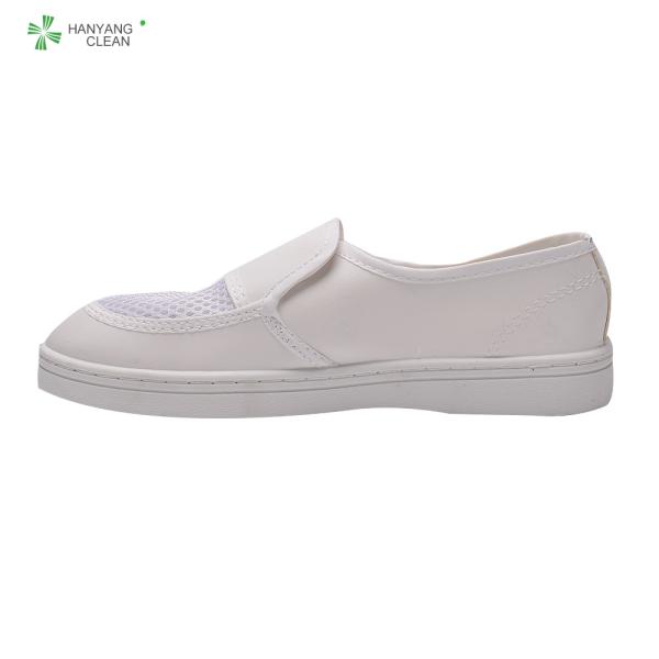 Deslizamento respirável branco do PVC da sala de limpeza sapatas de couro antiestáticas da malha do esd da sapata do laboratório do único anti