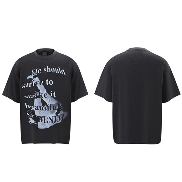 Men's Hip Hop Style Skateboard T-Shirt Fashion Oversized Solid Pattern 100% 230g Heavy Cotton Breathable Eco-friendly Digital