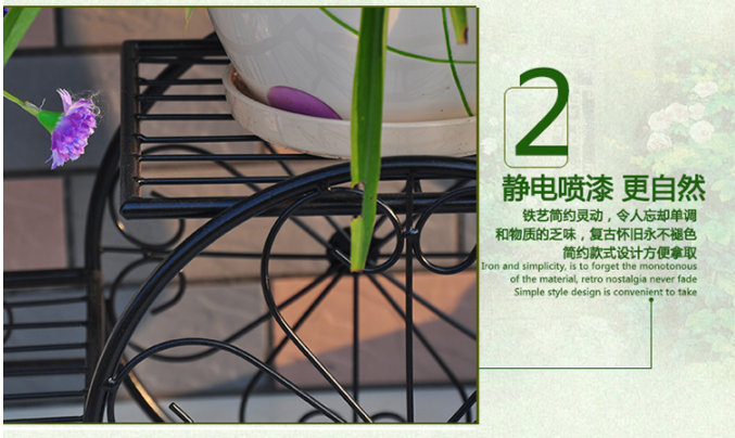 Indoor Wrought Iron 1.62kg Rolling Cart Plant Stand