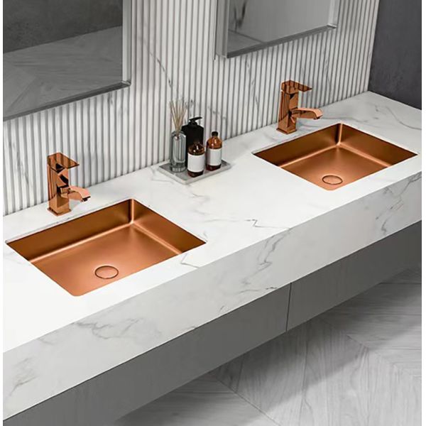 Undermount Bathroom Stainless Steel Vessel Sinks Rectangular Shape SUS304 Material