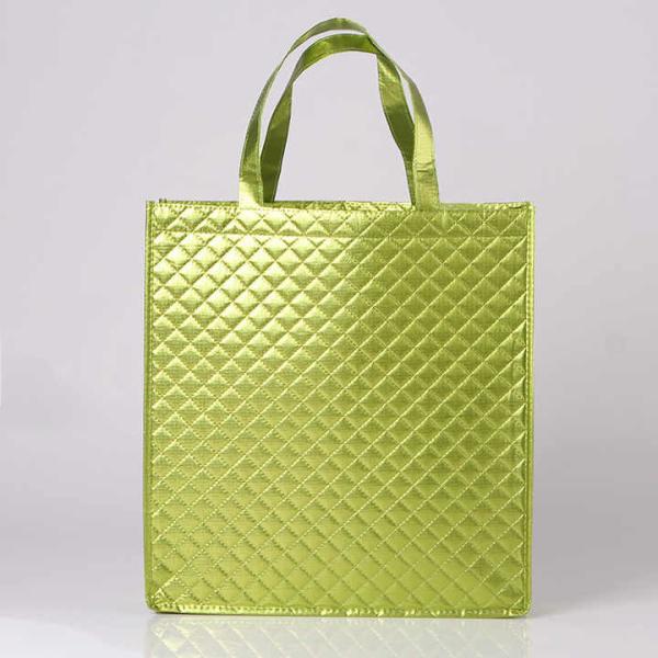 Wholesale Custom Logo Printed Stripe Eco-Friendly Non-Woven Laser Highlight Shopping Grocery Tote Bag