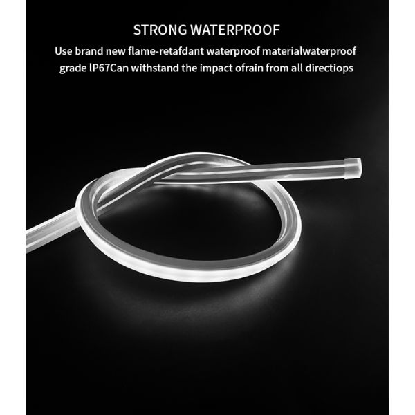 Luz de neón LED flexible de silicona, impermeable, luminosa en tres lados, 12 * 12 mm, luz decorativa de neón para interiores y exteriores