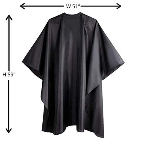 Barber Cape Large Size With Adjustable Snap Closure Waterproof Hair Cutting Salon Cape For Men, Women And Kids Black