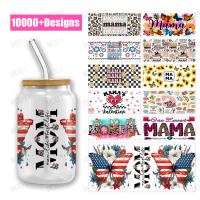 Transferencias de envoltura de tazas UV DTF para Libbey Glass Tumbler con diseños personalizados para el Día de la Madre