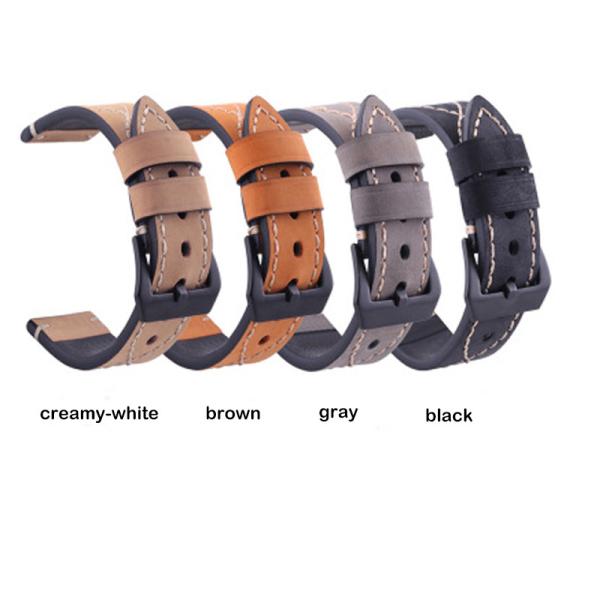Watchband Genuine Cow Leather Watch Straps Black Brown Gray Wear-resistant Swearproof 20mm 22mm 24mm 26mm Watch Accessor