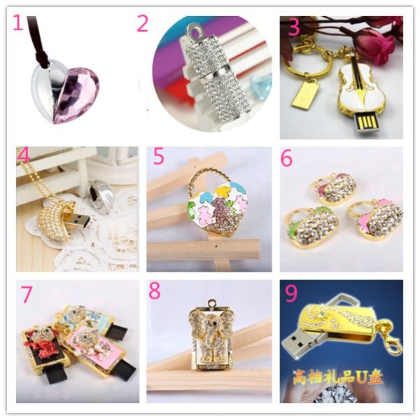 New 16GB USB 2.0 Flash Drive USB Stick Gift  Crystal HEART Shaped USB Storage