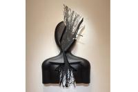 final mate del negro de la escultura del arte de la pared de la figura abstracta de la fibra de vidrio del 145cm H