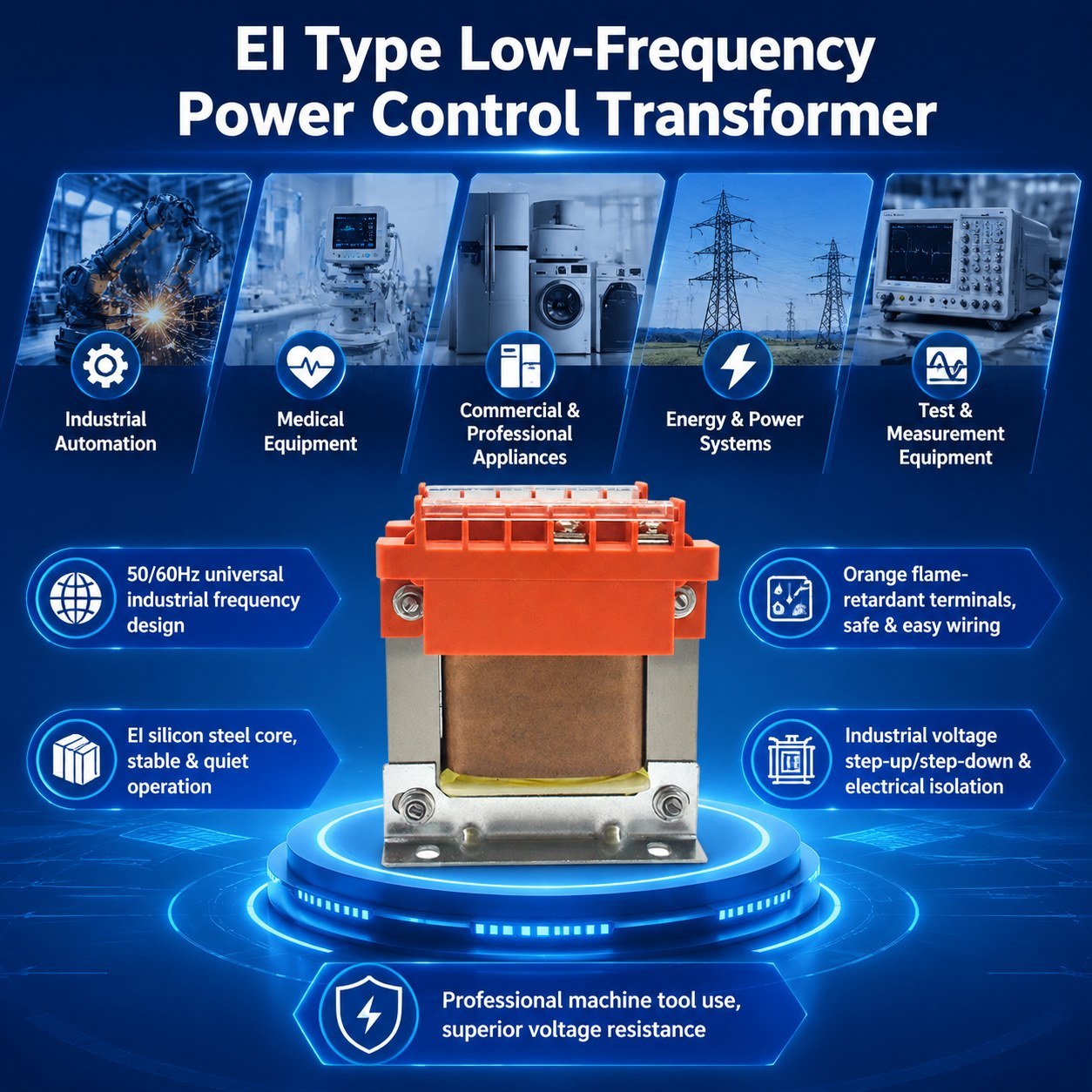 Stable Low Noise EI76 Control Transformer Efficient Durable For Control Panels