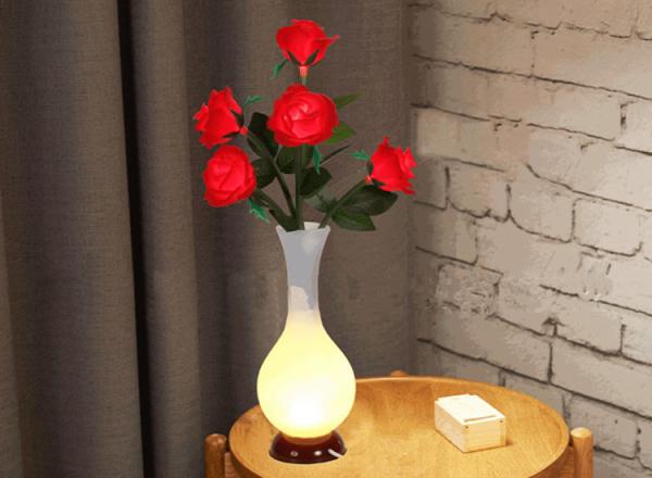 LED Simulation Rose Vase Lamp Bedroom Modelling Table Small Night Lights Flower Bedroom Decorative Lamp