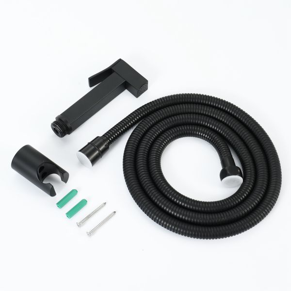 Toilet Flushing Spray Gun Set Stainless Steel Square Black Anti-Winding Hose Bidet Nozzle