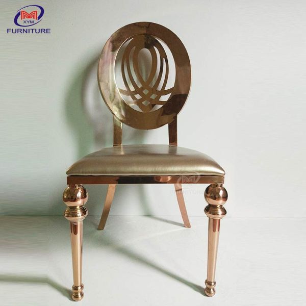 Stackable Rose Gold Frame Function Stainless Steel Chair And Table For Wedding Event
