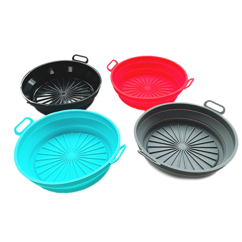 Factory Wholesale New Model Silicone Folding Air Fryer Baking Tray, Heat-Resistant Silicone Pad, Durable & Easy to Clean