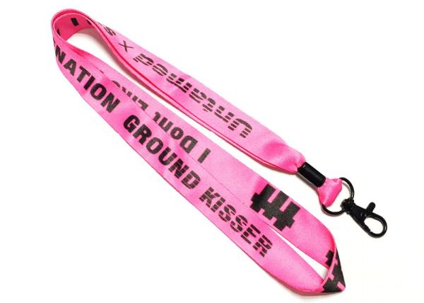 Advertising Shiny Colorful Dye Sublimated Lanyards Black Cool Crimp Metal Hook