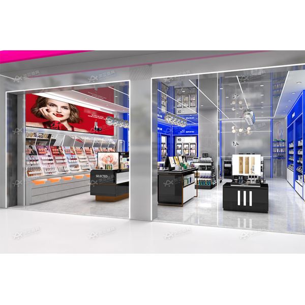 Beauty Store Interior Design Gold Rush Series Case 146sqm Cosmetic Store Decoration and  Beauty Display Cabinet