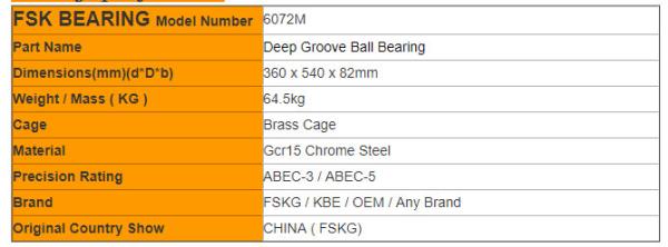 Large Size 6072M Deep Groove Ball Bearing  For Rolling Mill , Brass Cage