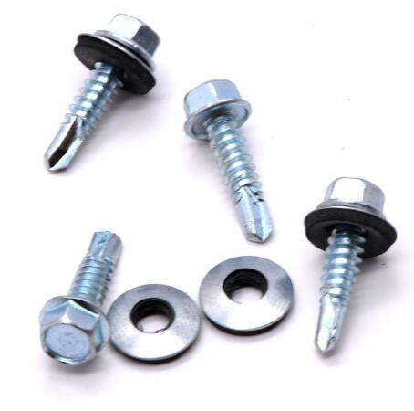 Zinc Plate Surface Hex Head Self Drilling Screw With Nylon Washer 4.8 Grade