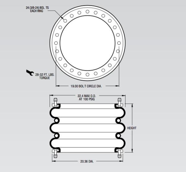 Mola de ar FT do Firestone W01-358-7324 1710-38 RS para a máquina pesada do elevador