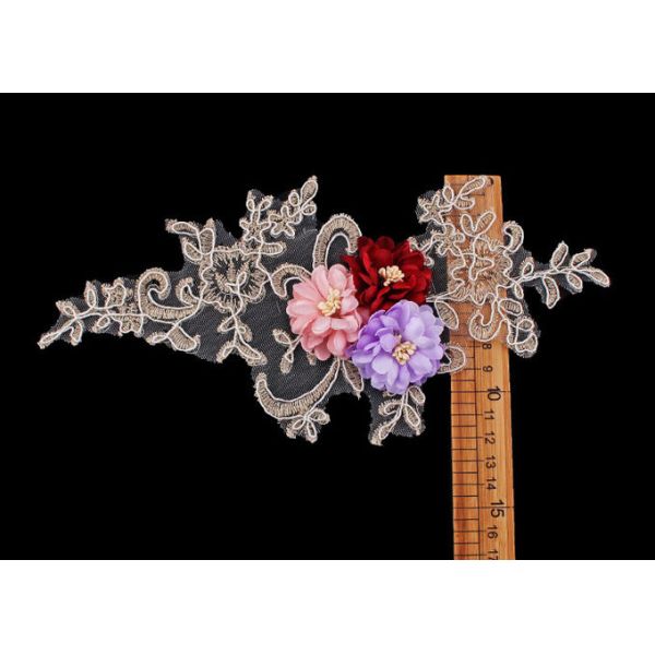 Unique Lace Neckline Applique For Dress / Embroidery Lace Collar