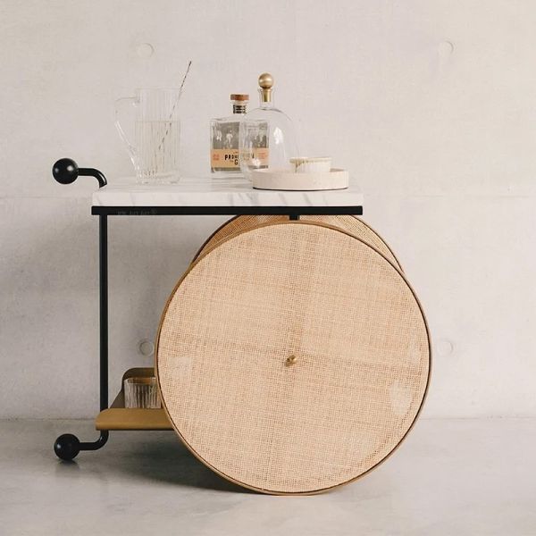 Home Bar Customized Iron Wood Trolley Metal Cart With Wheels Hotel Restaurant Banquet Wedding