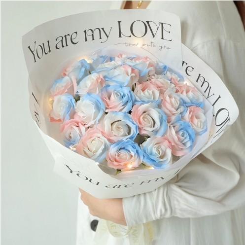 Valentine's Day gift crushed ice blue rose soap flower bouquet for girlfriend bestie eternal life flower birthday