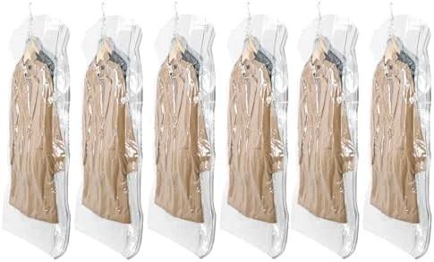 TAILI Hanging Vacuum Storage Bags Space Saver Bags, Set Of 4 (2 Long, 2 Short), Clear Vacuum Sealer Bags For Clothing