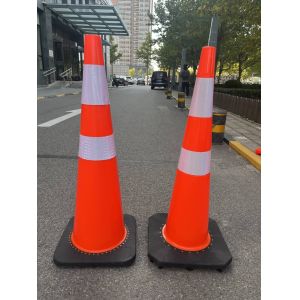 sécurité routière pvc réfléchissant orange flexibles cônes de circulation de 36 pouces pour la construction de routes